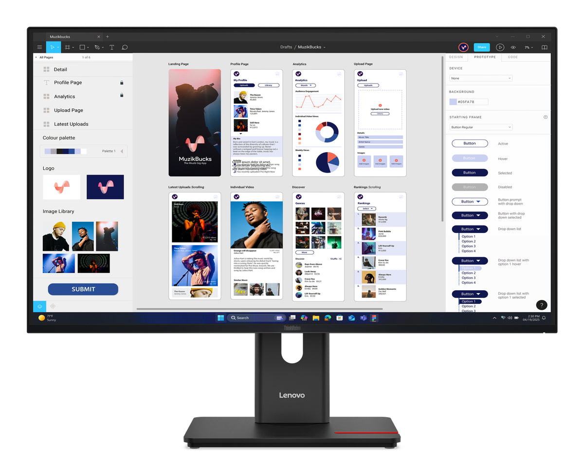 Lenovo ThinkVision T32UD-40 Monitor, 80 cm (31.5"), 3840 x 2160 pixels, 4K Ultra HD, LCD, 6 ms, Black