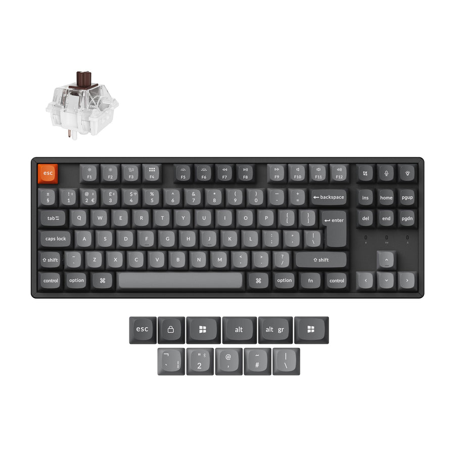 Keychron K8 Max, Wired & Wireless, USB + RF Wireless + Bluetooth, Mechanical, QWERTY, RGB LED, Black
