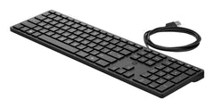 HP Wired Desktop 320K Keyboard, Full-size (100%), USB, Black