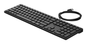 HP Wired Desktop 320K Keyboard, Full-size (100%), USB, Black