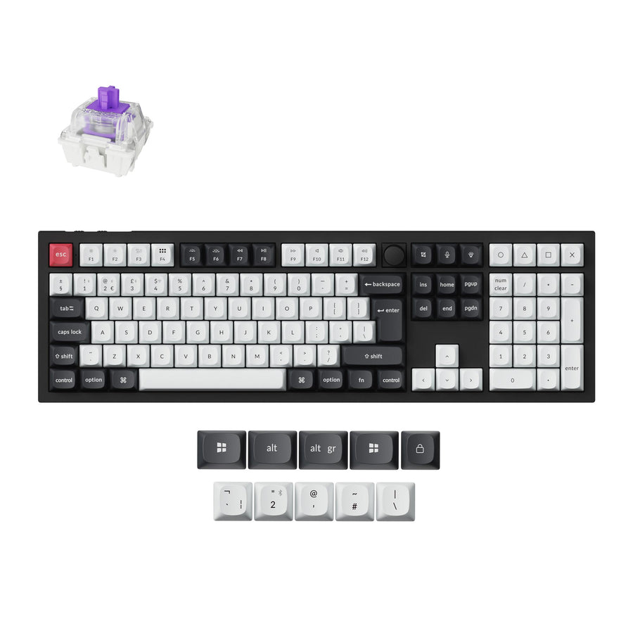 Keychron Q6 HE, Wired & Wireless, USB + RF Wireless + Bluetooth, Mechanical, QWERTY, RGB LED, Black