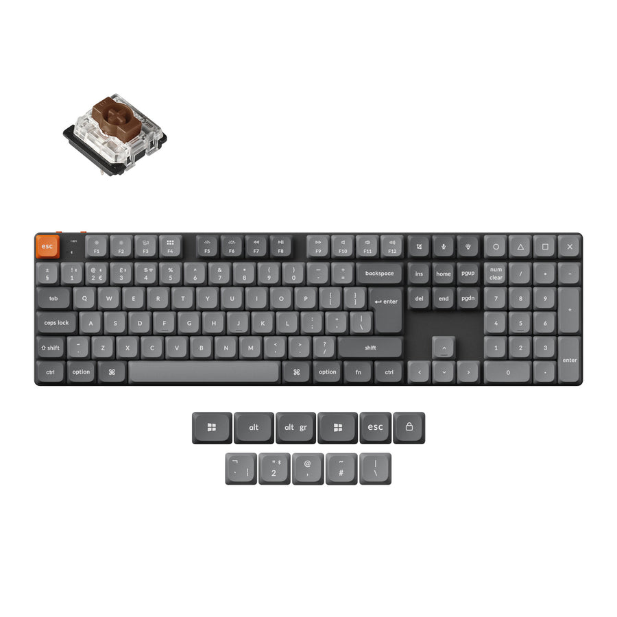 Keychron K5 Max, Wired & Wireless, USB + RF Wireless + Bluetooth, Mechanical, QWERTY, RGB LED, Black, Grey