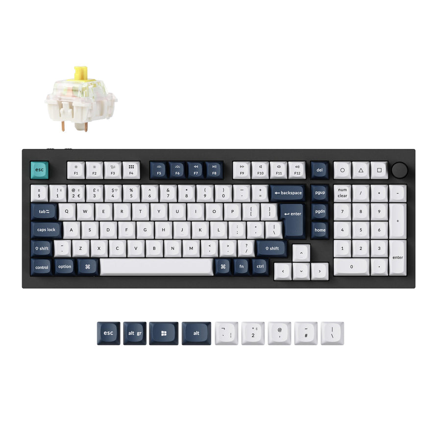 Keychron Q5 Max, Wired & Wireless, USB + RF Wireless + Bluetooth, Mechanical, QWERTY, RGB LED, Black, White