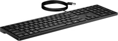 HP Wired Desktop 320K Keyboard, Full-size (100%), Wired, USB, Membrane, Black