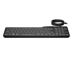 HP 405 Multi-Device Backlit Wired Keyboard, Full-size (100%), Wired, USB, Membrane, Black