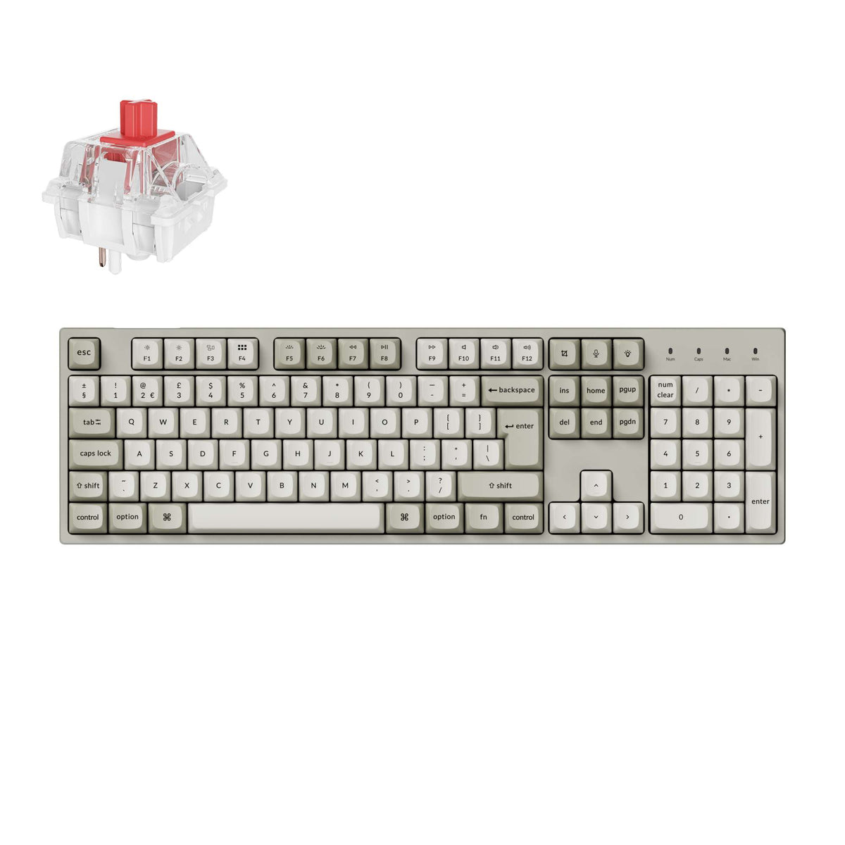Keychron C2 Pro 8K, Wired, USB, Mechanical, QWERTY, RGB LED, Grey