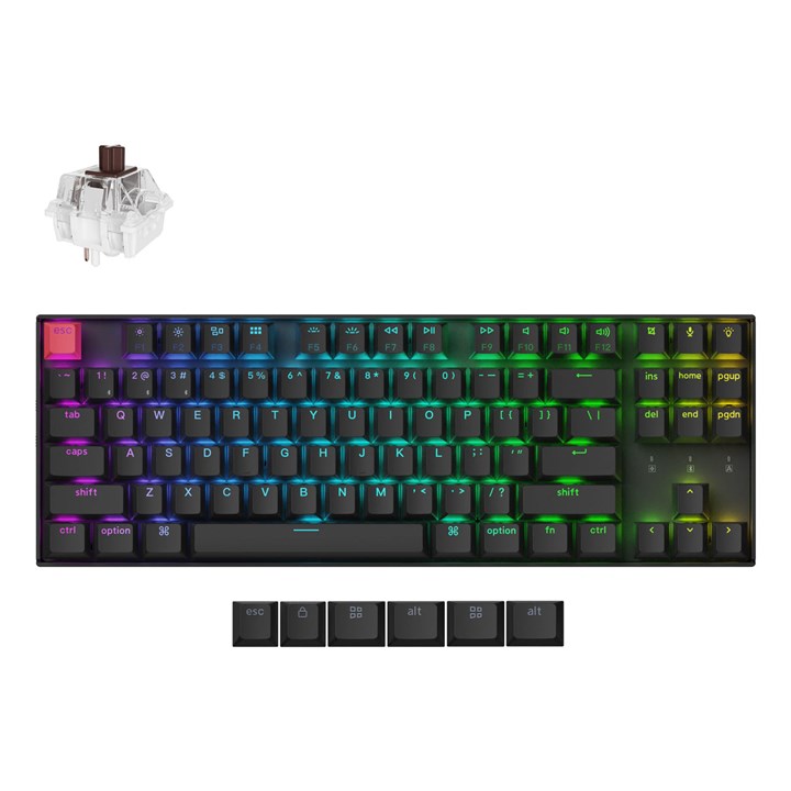 Keychron K8 QMK Version 2, Wired & Wireless, USB + Bluetooth, Mechanical, QWERTY, RGB LED, Black