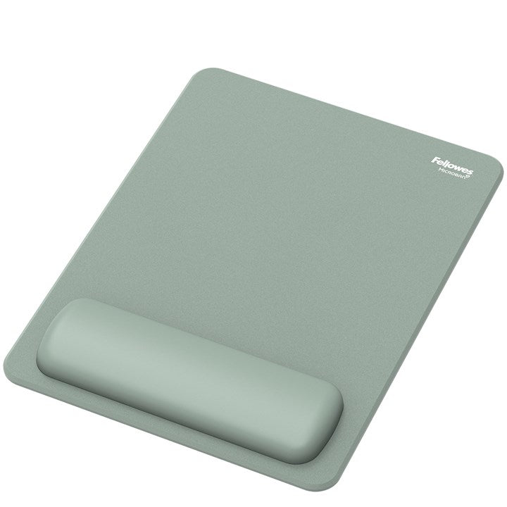 Fellowes Breyta XL Mouse Mat Wrist Rest XL Mouse Pad Wrist Support with Antibacterial Protection Ergonomic Mouse Mat Sage