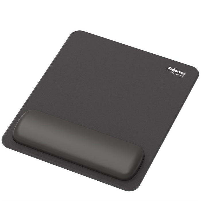Fellowes Breyta Mouse Mat Wrist Rest Mouse Pad Wrist Support with Antibacterial Protection Ergonomic Mouse Mat Black