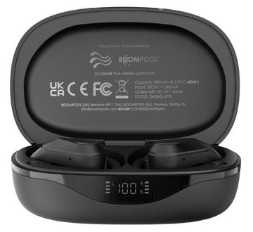 Boompods Sportpods Ocean Headset True Wireless Stereo (TWS) Ear-Hook Calls/Music Bluetooth Black