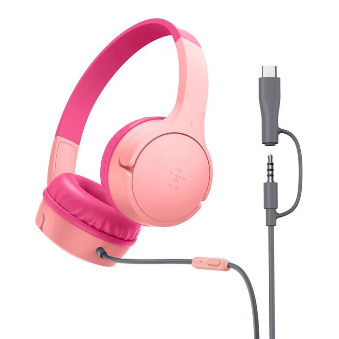 Belkin SoundForm Mini Headset Wired Head-Band Calls/Music USB Type-C Pink