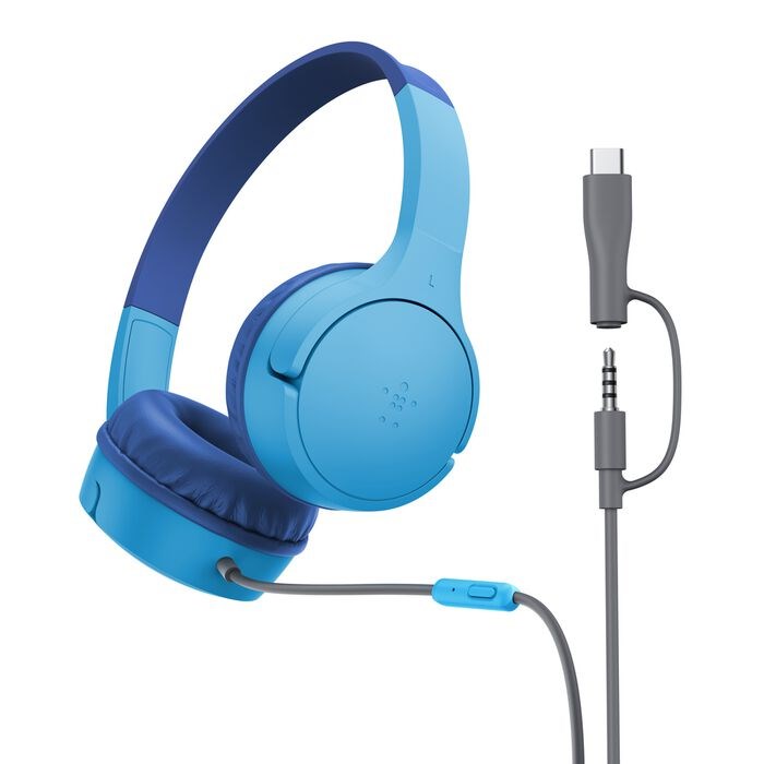 Belkin SoundForm Mini Headset Wired Head-Band Calls/Music USB Type-C Blue
