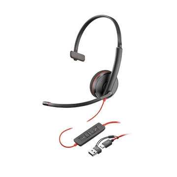 HP Poly Blackwire 3220 Stereo USB-C Black Headset +USB-C/A Adapter (Bulk)