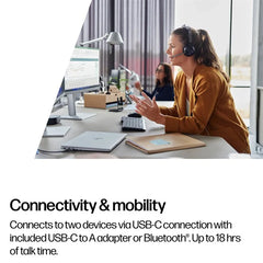 HP Poly Voyager Focus 2 Microsoft Teams Certified USB-C-C Headset +USB-C/A Adapter +Charging Stand