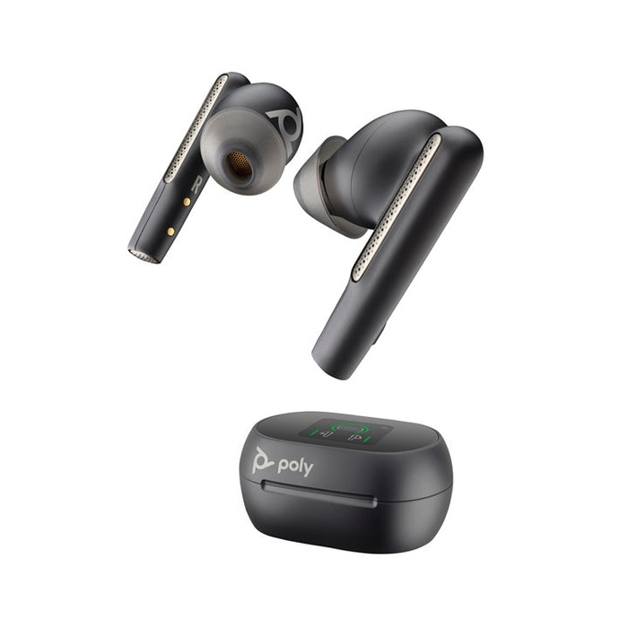HP Poly Voyager Free 60+M UC Carbon Black Earbuds +BT700 USB-C Adapter +Touchscreen Charge Case
