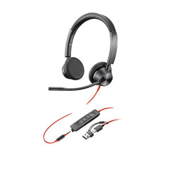 HP Poly Blackwire 3325 Stereo USB-C Headset +3.5mm Plug +USB-C/A Adapter