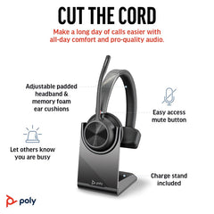 HP Poly Voyager 4310 UC Monaural Headset +BT700 USB-A Adapter +Charging Stand