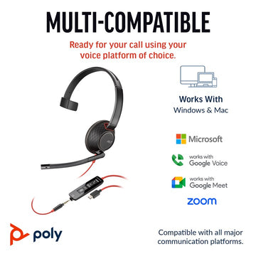 HP Poly Blackwire 5210 Monaural USB-C Headset +3.5mm Plug +USB-C/A Adapter (Bulk)
