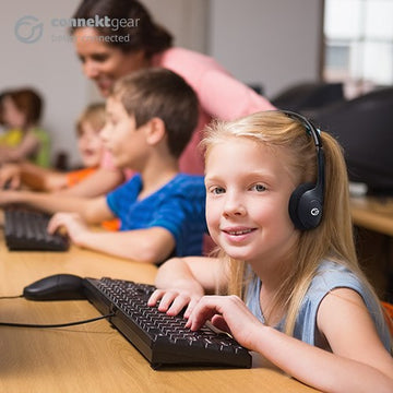 connektgear HP503 Basic Stereo PC On-Ear Headset with In-Line Mic and Volume Control - Black