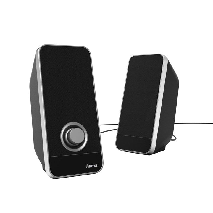 Hama Sonic LS-206 PC Speakers, 3.5mm Jack, USB Type-A, Black/Silver