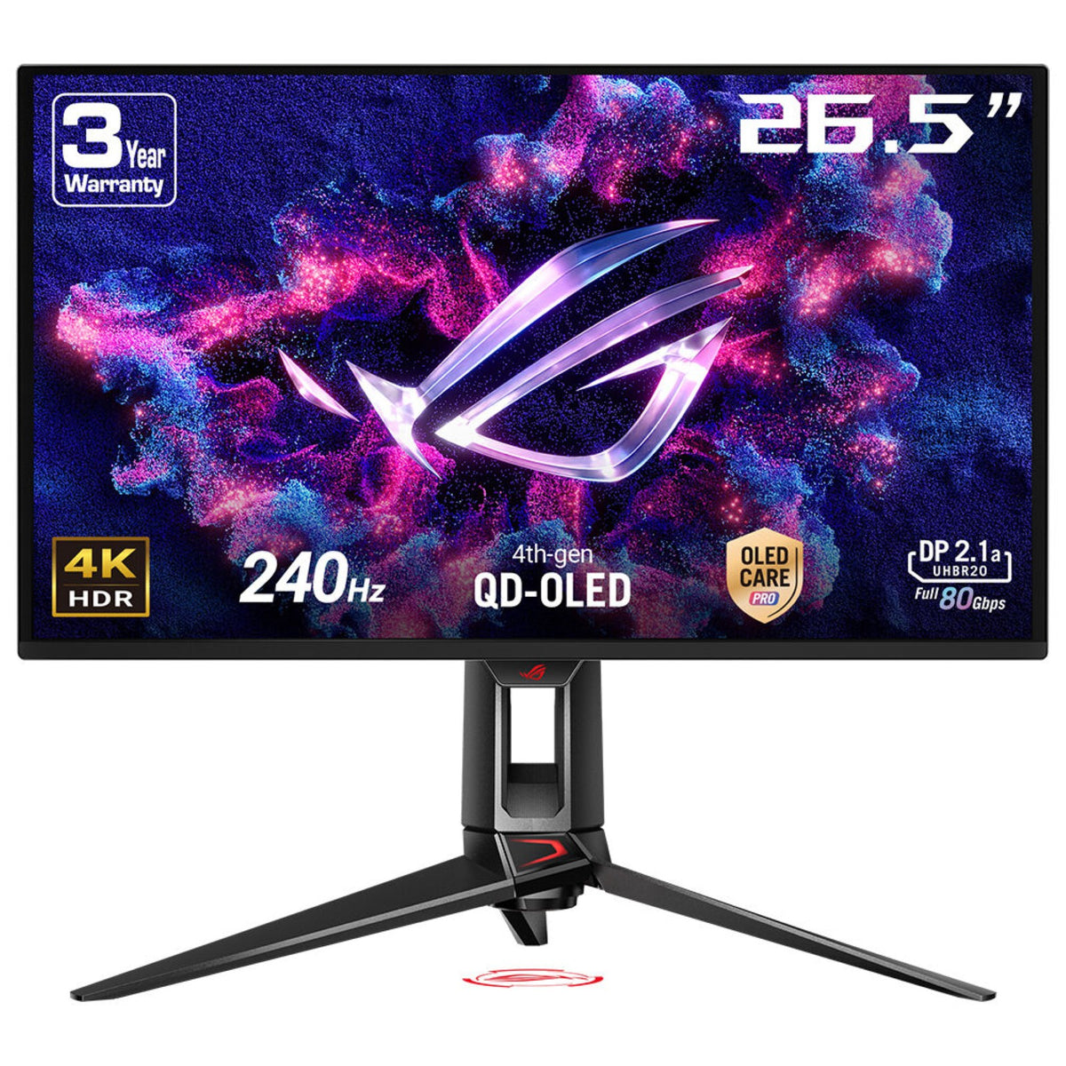 ASUS ROG Swift OLED PG27UCDM, 67.3 cm (26.5"), 3840 x 2160 pixels, 4K Ultra HD, QD-OLED, 0.03 ms, Black