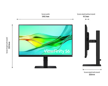 Samsung ViewFinity S6 LS24D600UAU, 61 cm (24"), 2560 x 1440 pixels, Quad HD, 5 ms, Black