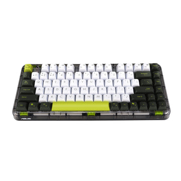 ASUS Jelly75 KD201, 75%, Wired & Wireless, USB + RF Wireless + Bluetooth, Mechanical, Green, White, Black
