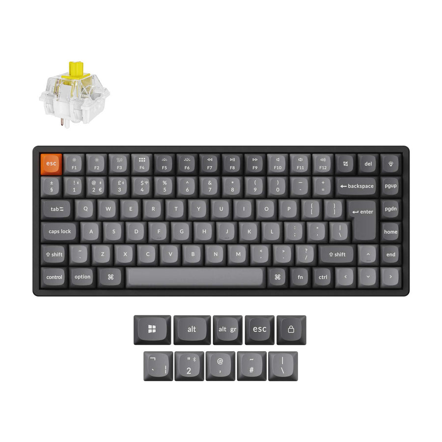 Keychron K2 Max, Wired & Wireless, USB + RF Wireless + Bluetooth, Mechanical, QWERTY, RGB LED, Black, Grey