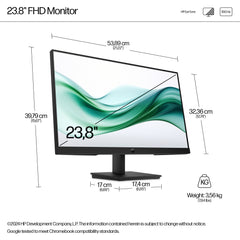 HP Series 3 Pro 23.8 inch FHD Monitor - 324pv, 60.5 cm (23.8"), 1920 x 1080 pixels, Full HD, 5 ms, Black