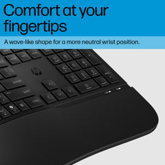 HP 485 Comfort Wired Keyboard, Full-size (100%), Wired, USB, Membrane, Black