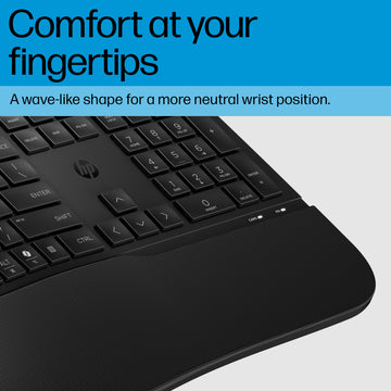 HP 485 Comfort Wired Keyboard, Full-size (100%), Wired, USB, Membrane, Black