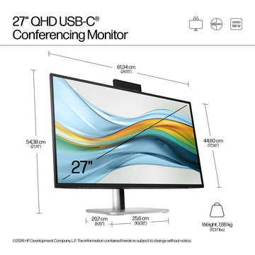 HP Series 5 Pro 27 inch QHD USB-C Conferencing Monitor - 527pm, 68.6 cm (27"), 2560 x 1440 pixels, 5 ms