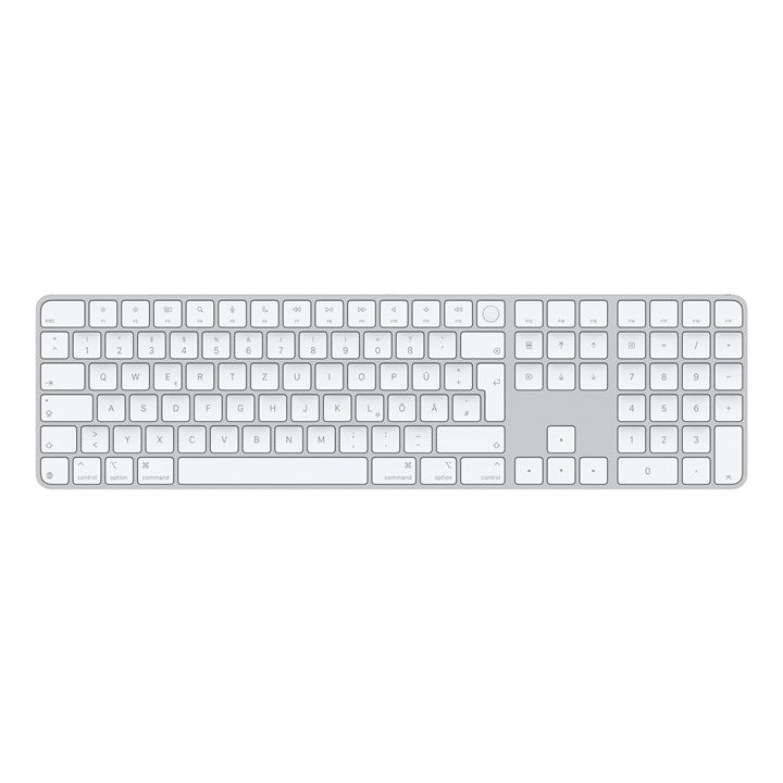 Apple Magic, Full-size (100%), Wired & Wireless, USB + Bluetooth, QWERTZ, White