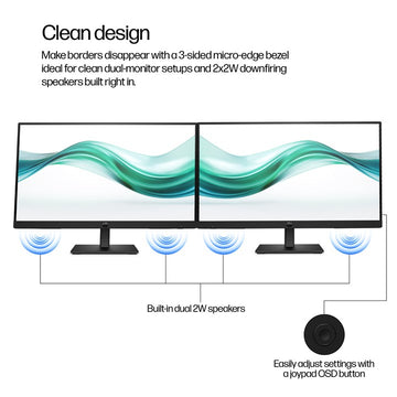 HP Series 3 Pro 21.5 inch FHD Monitor 322ph, 54.6 cm (21.5"), 1920 x 1080 pixels, Full HD, LCD, 5 ms, Black