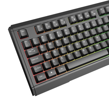 VIDA GAMER BLK 4IN1 USB KB MS HS KIT, Wired, USB, Membrane, QWERTY, RGB LED, Black