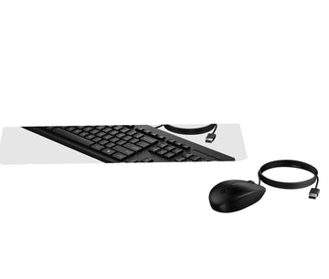 HP 225 Wired Mouse and Keyboard Combo, Full-size (100%), Wired, USB, Black, Mouse included