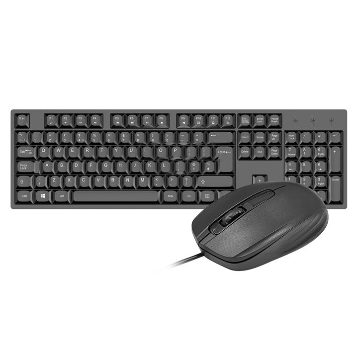 VIDA OFFICE 2IN1 USB KEYBOARD KIT, Wired, USB, Membrane, QWERTY, Black, Mouse included