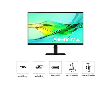 Samsung ViewFinity S6 LS27D600UAU, 68.6 cm (27"), 2560 x 1440 pixels, Quad HD, 5 ms, Black