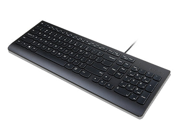 Lenovo Essential, Full-size (100%), Wired, USB, Plunger key switch, QWERTY, Black