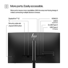 HP Series 5 Pro 23.8 inch FHD Monitor - 524pf, 60.5 cm (23.8"), 1920 x 1080 pixels, Full HD, 5 ms, Black, Silver