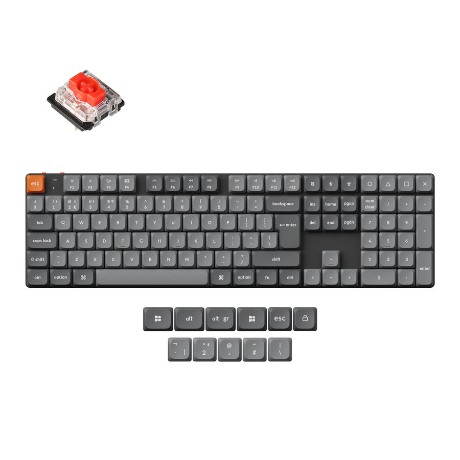 Keychron K5 Max, Wired & Wireless, USB + RF Wireless + Bluetooth, Mechanical, QWERTY, RGB LED, Black, Grey