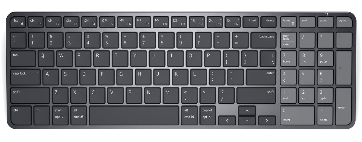 DELL Pro 7 KB746, Full-size (100%), Wireless, RF Wireless + Bluetooth, Scissor key switch, QWERTY, Graphite