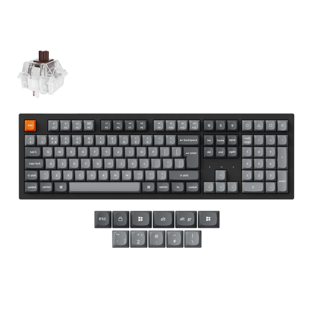 Keychron K10 Max, Wired & Wireless, USB + RF Wireless + Bluetooth, Mechanical, QWERTY, RGB LED, Black