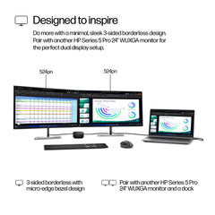 HP Series 5 Pro 24 inch WUXGA Monitor - 524pn, 61 cm (24"), 1920 x 1200 pixels, WUXGA, 5 ms, Black