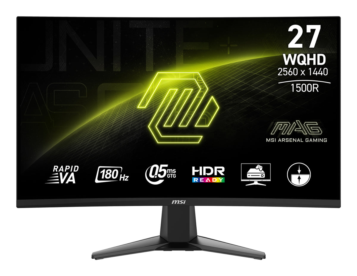 MSI MAG 27CQ6F, 68.6 cm (27"), 2560 x 1440 pixels, Quad HD, LCD, 0.5 ms, Black
