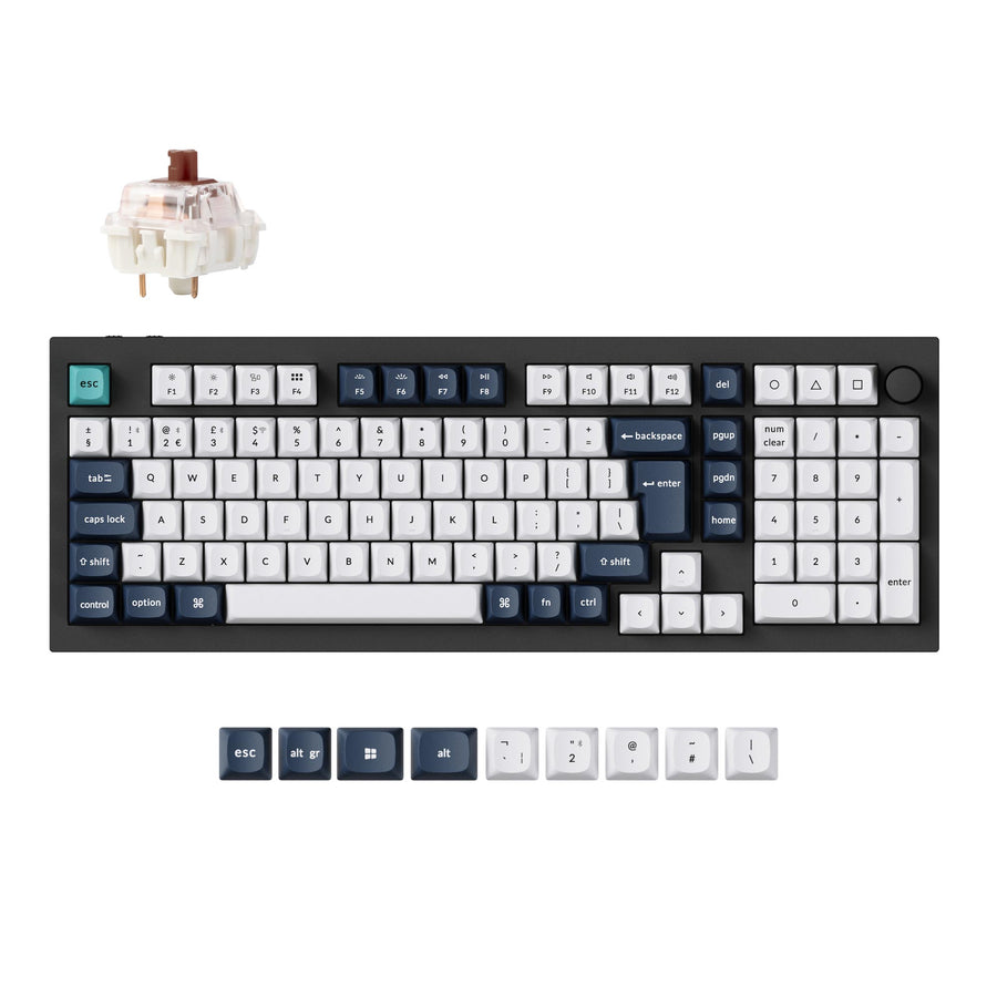 Keychron Q5 Max, Wired & Wireless, USB + RF Wireless + Bluetooth, Mechanical, QWERTY, RGB LED, Black, White
