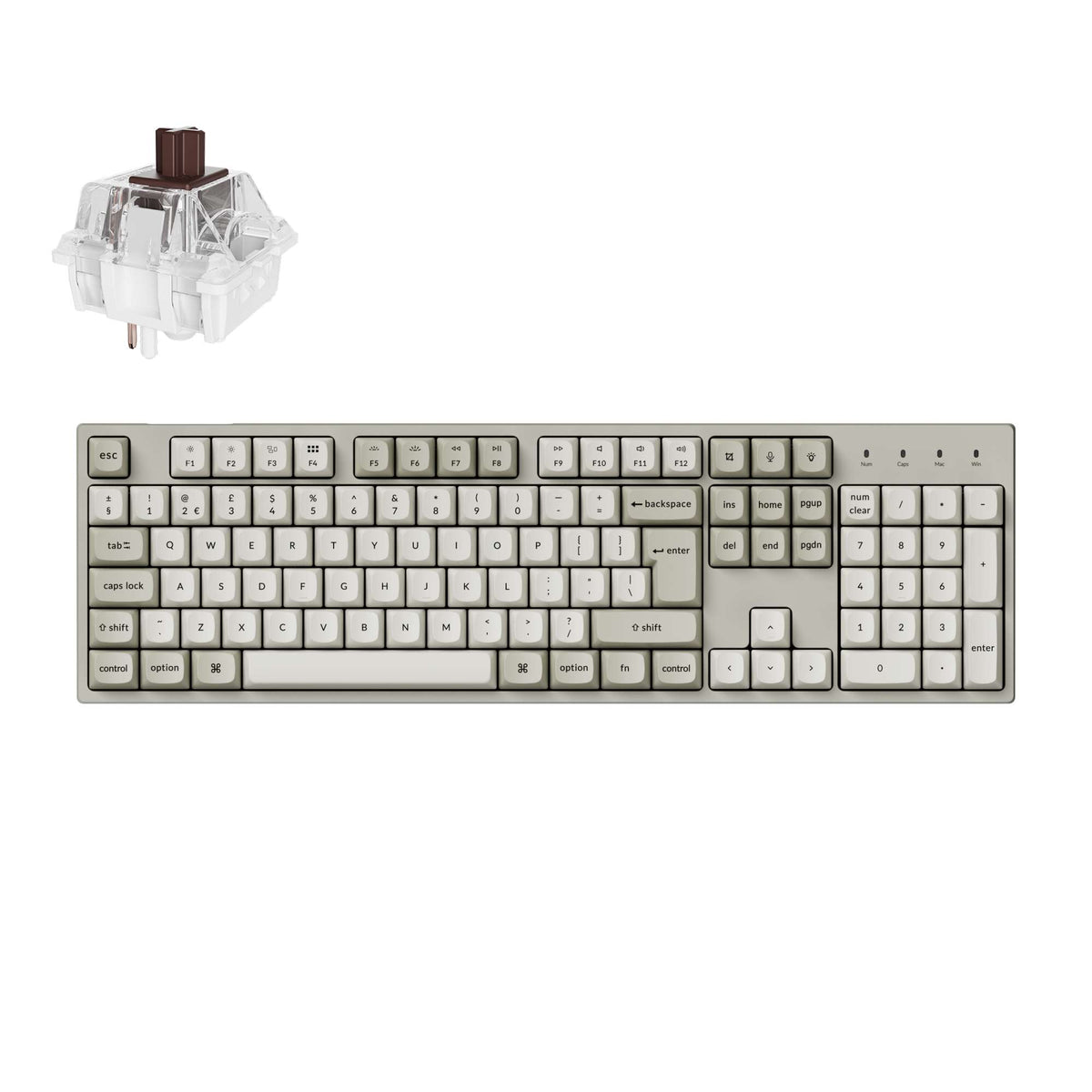 Keychron C2 Pro 8K, Wired, USB, Mechanical, QWERTY, RGB LED, Grey