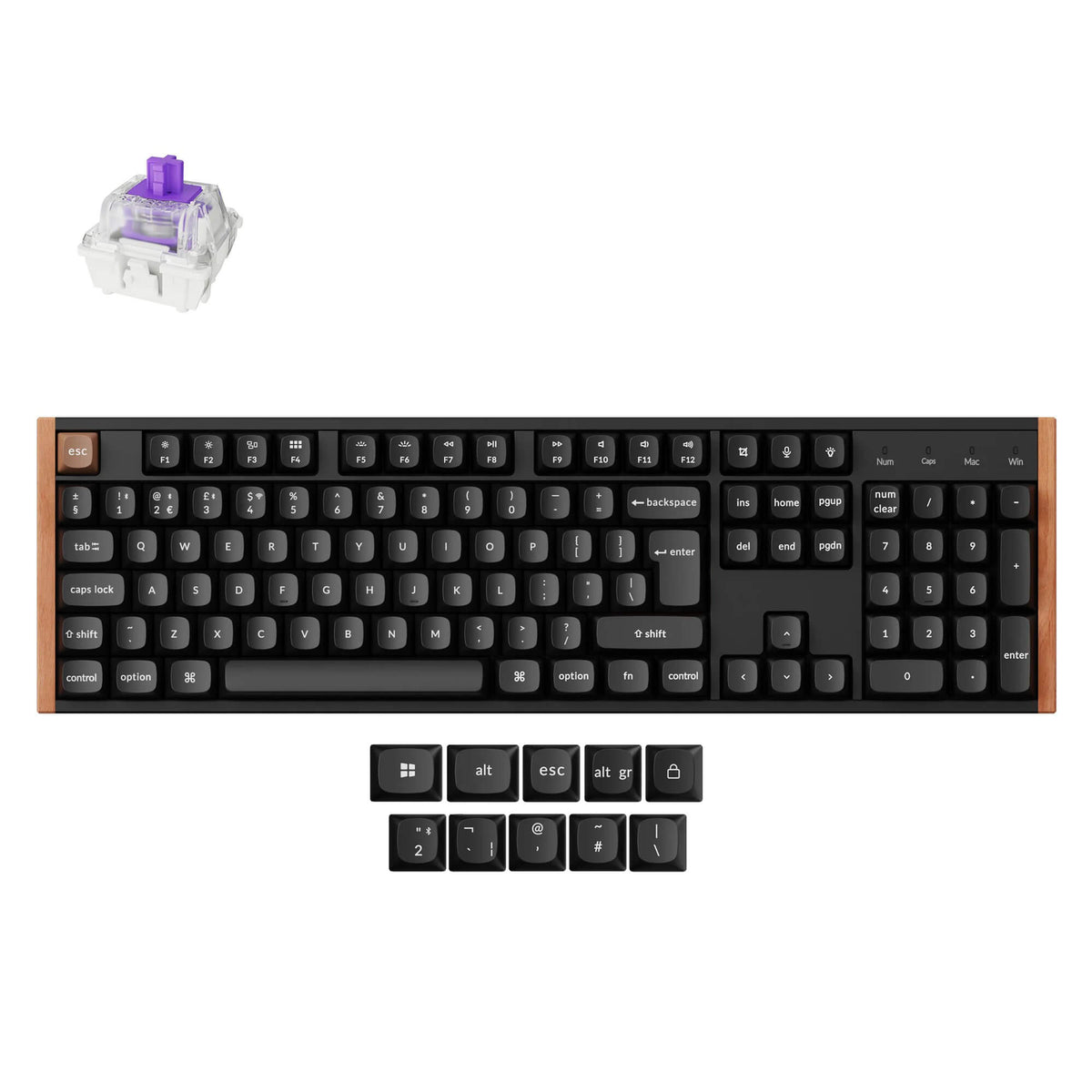 Keychron K10 HE, Wired & Wireless, USB + RF Wireless + Bluetooth, Magnetic-mechanical key switch, QWERTY, RGB LED, Black, Wood