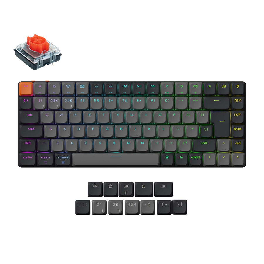 Keychron K3, Wired & Wireless, USB + Bluetooth, Mechanical, QWERTY, RGB LED, Grey