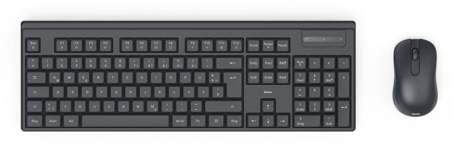 Hama WKM-100, Wireless, RF Wireless, Membrane, QWERTY, Black, Mouse included